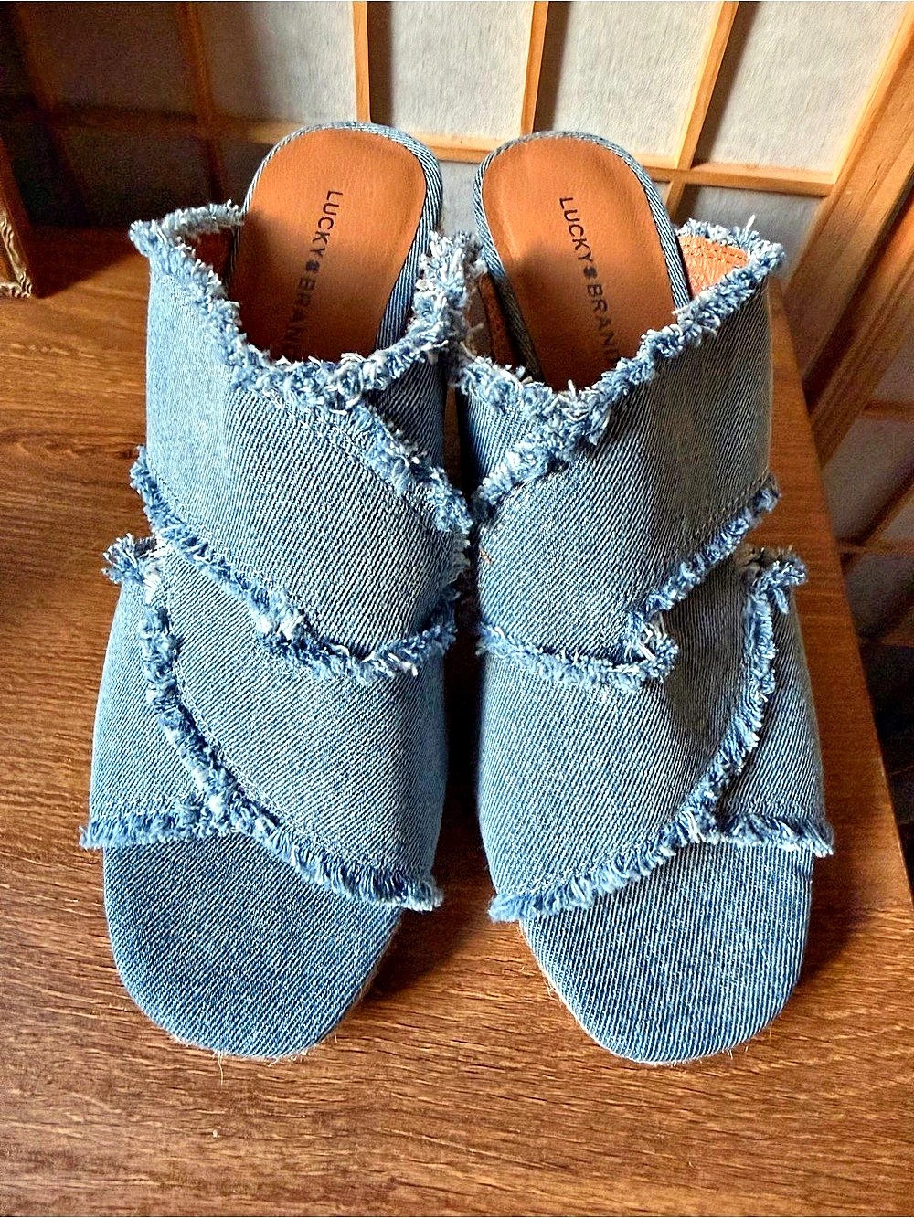 Lucky Brand Naylicia Denim Wedge Sandal Sandals in Blue